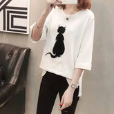 Cute Cat T-Shirt for Women - Adorable Everyday Style - Himpall